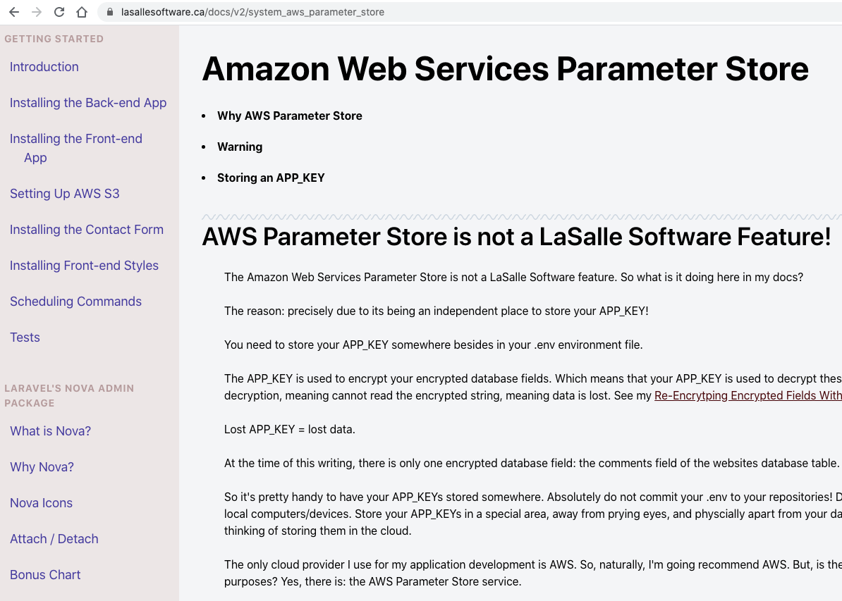 New AWS Parameter Store Doc